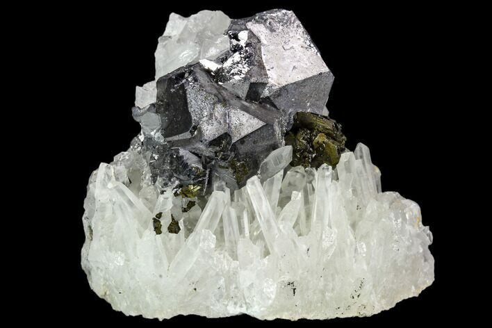 Chalcopyrite, Galena and Quartz Crystal Association - Peru #120118